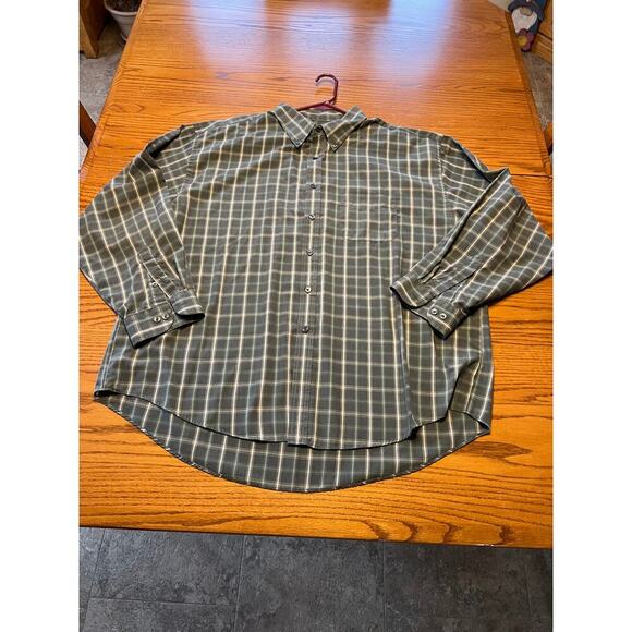 Van Heusen olive long sleeve, button down casual shirt, men's XXL 18-18 1/2 - Picture 2 of 4